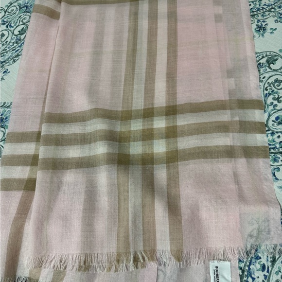 Burberry Pink and Tan Plaid Scarf - Picture 1 of 1